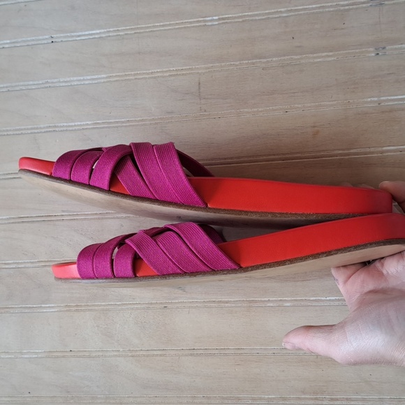 Rothy’s Crossover Woven Cherry Red Vibrant Colorful Comfort Knit Slide Sandals - Picture 10 of 10